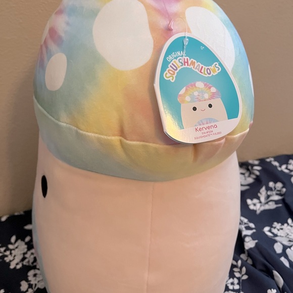 Squishmallows NWT Kervena the Mushroom Tie Dye And rainbow 14” Squishmallow - Picture 3 of 3